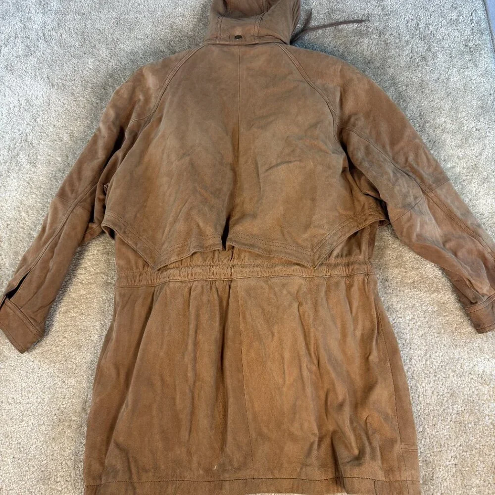 Wilsons Vintage Adventure Bound Brown Suede Jacket Coat Parka Hood Size Large